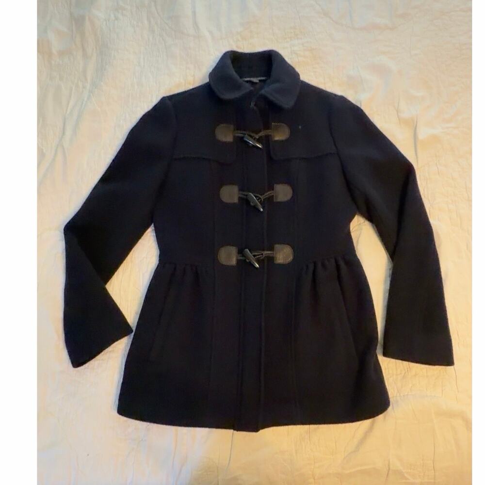 Brooks Brothers 346 Toggle Coat Womens 2 Navy Wool Blend Fit Flare Duffle Jacket